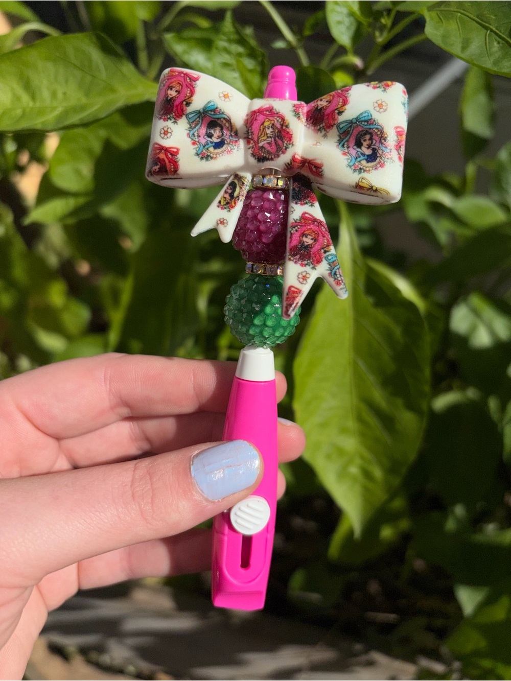 Decorative Pink Bow Box Cutter with Beaded Charms